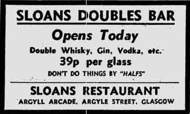 Sloans Doubles Bar advert 1975